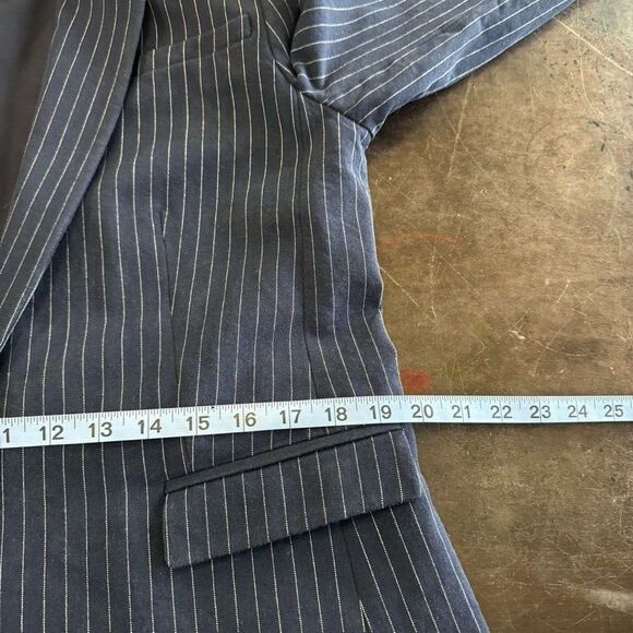 Banana Republic Blazer Women 14 Navy Pinstripe 1 Button Corporate Core Work - Picture 8 of 9